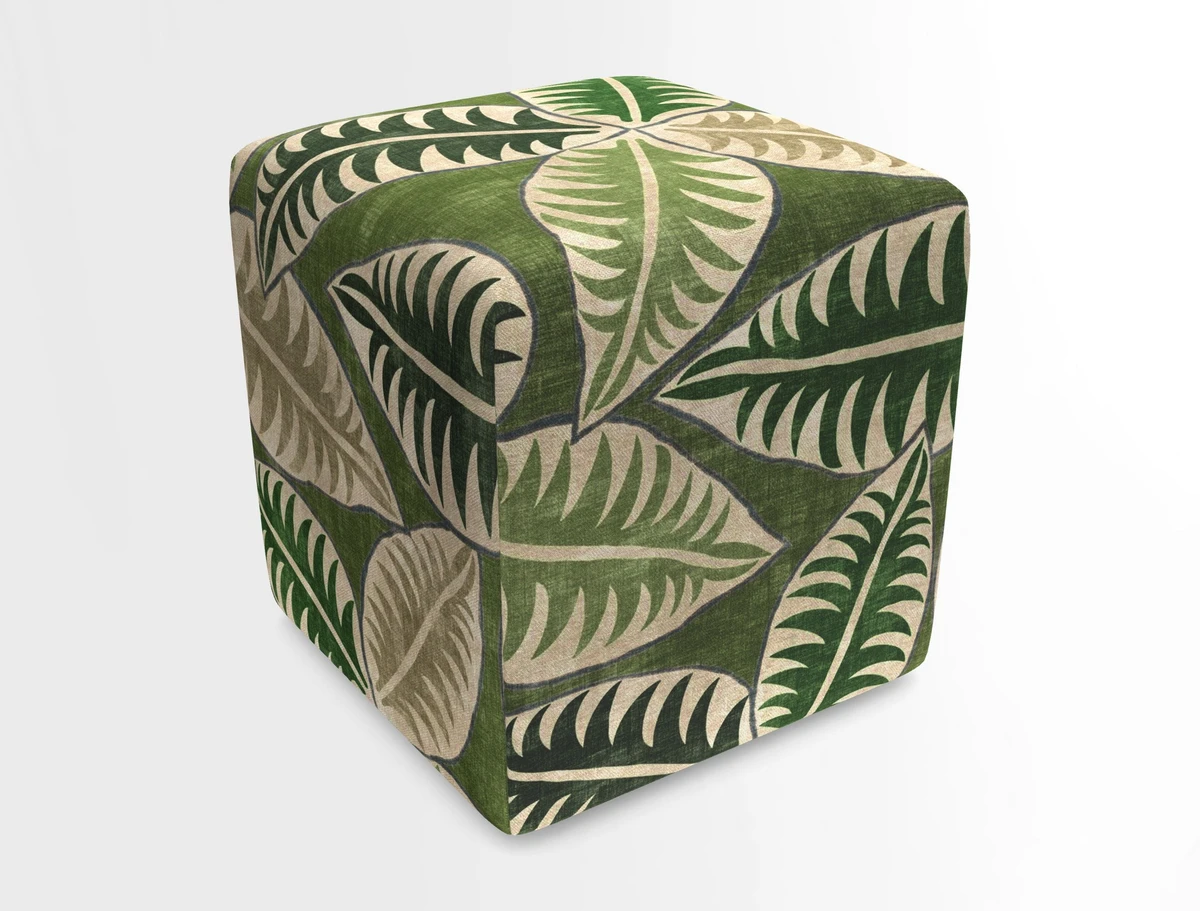 Cube Footstool in Peruvian homespun fabric