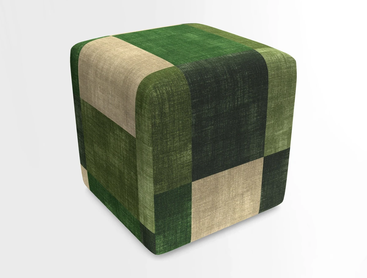 Cube Footstool in Peruvian homespun fabric