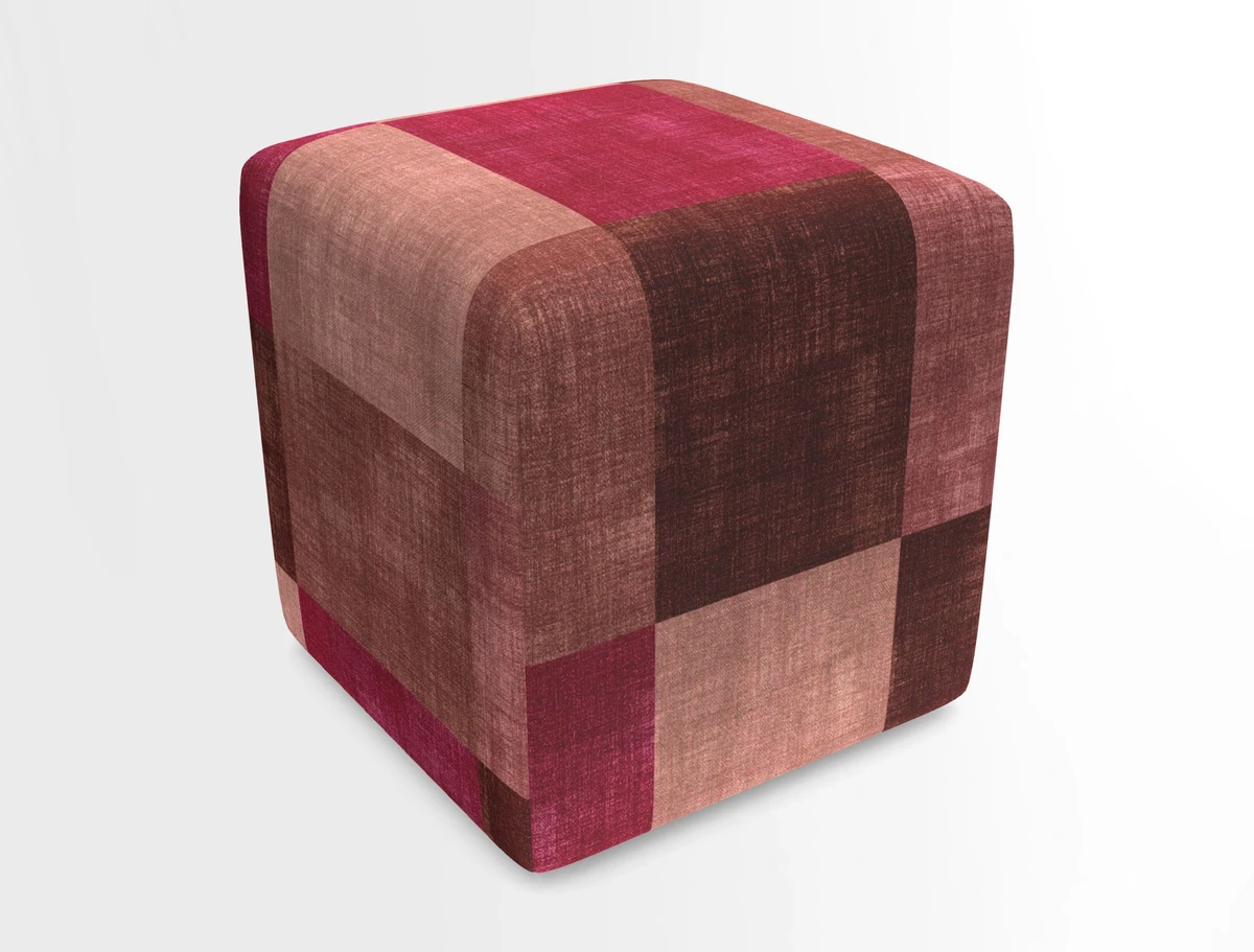 Cube Footstool in Peruvian homespun fabric