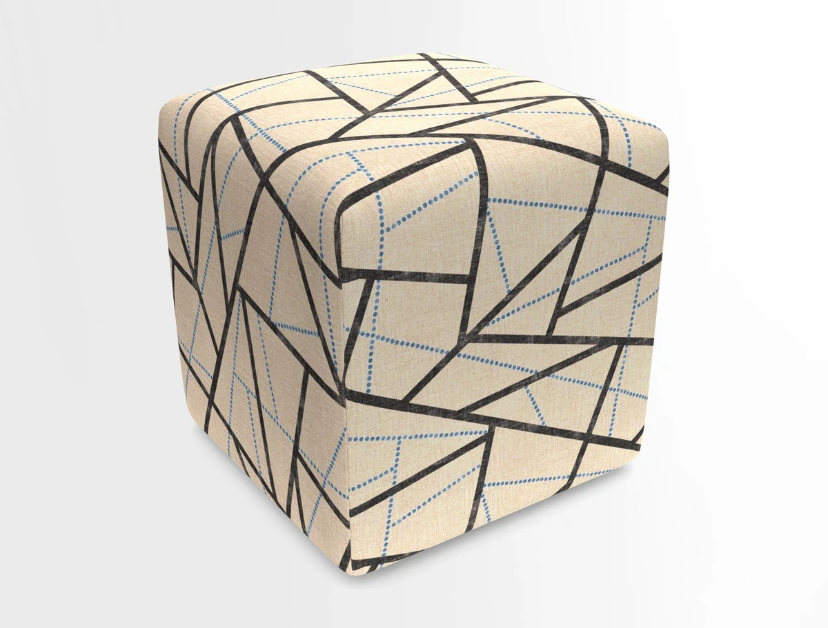 Cube Footstool in Peruvian homespun fabric