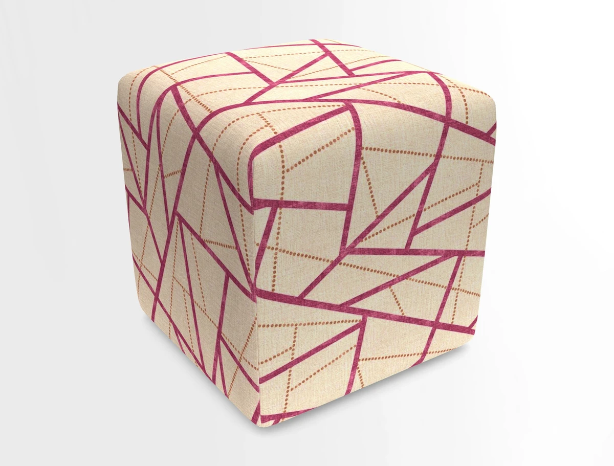 Cube Footstool in Peruvian homespun fabric