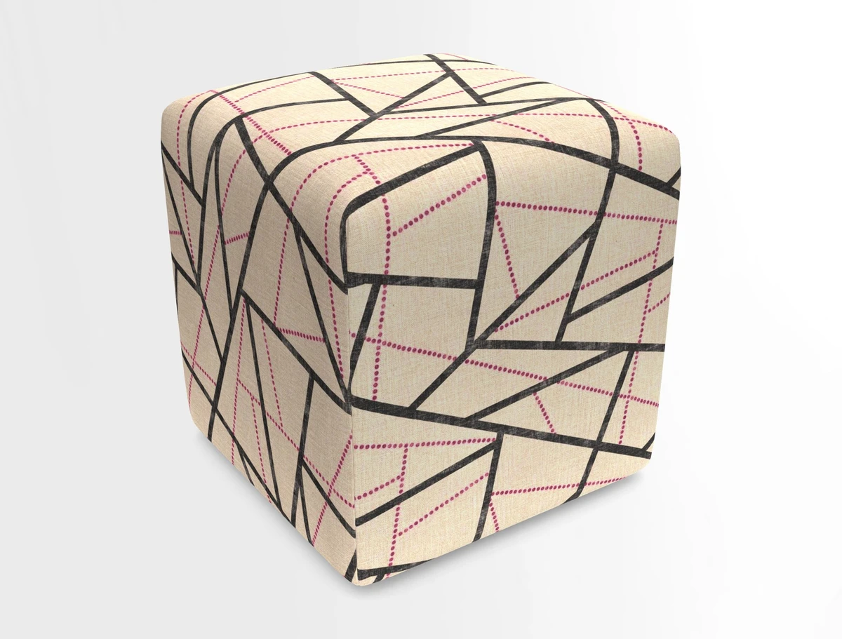 Cube Footstool in Peruvian homespun fabric
