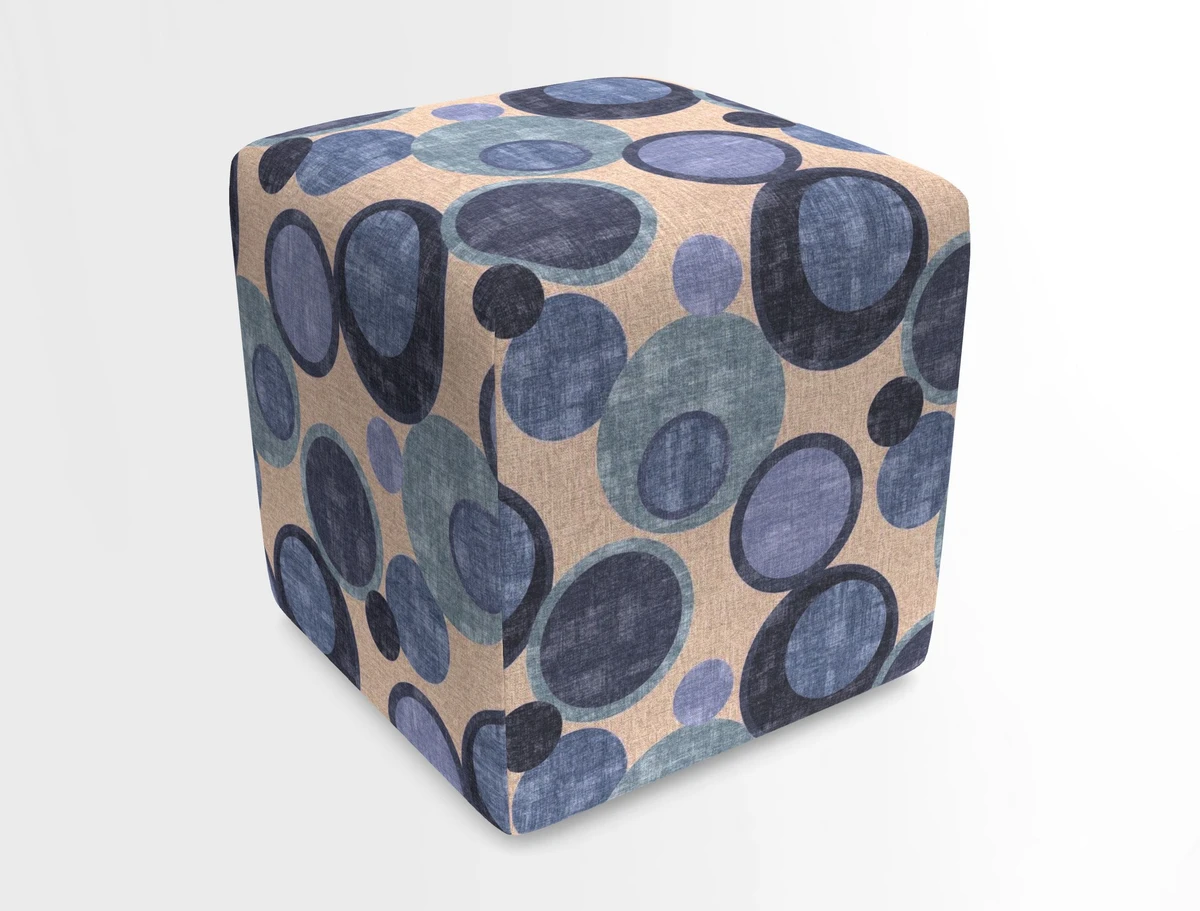 Cube Footstool in Peruvian homespun fabric