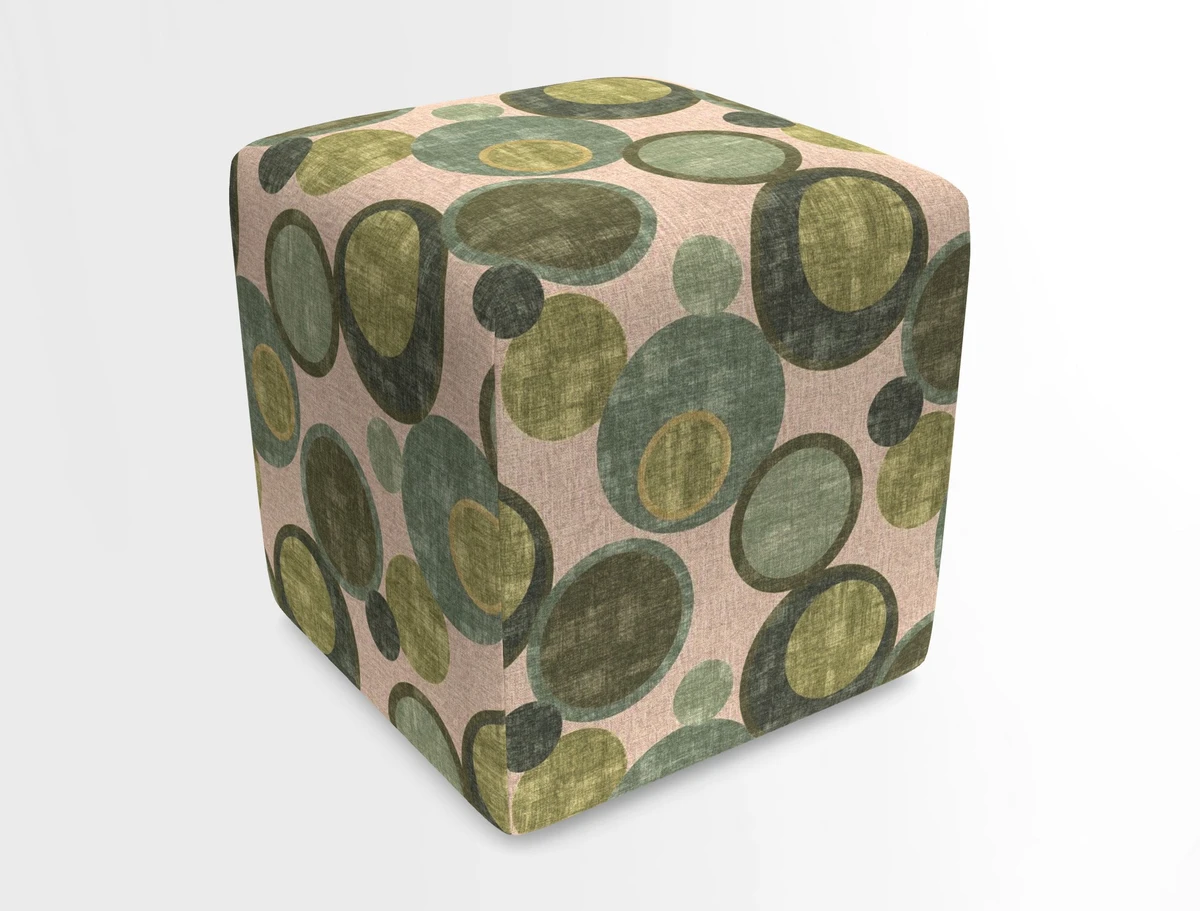 Cube Footstool in Peruvian homespun fabric