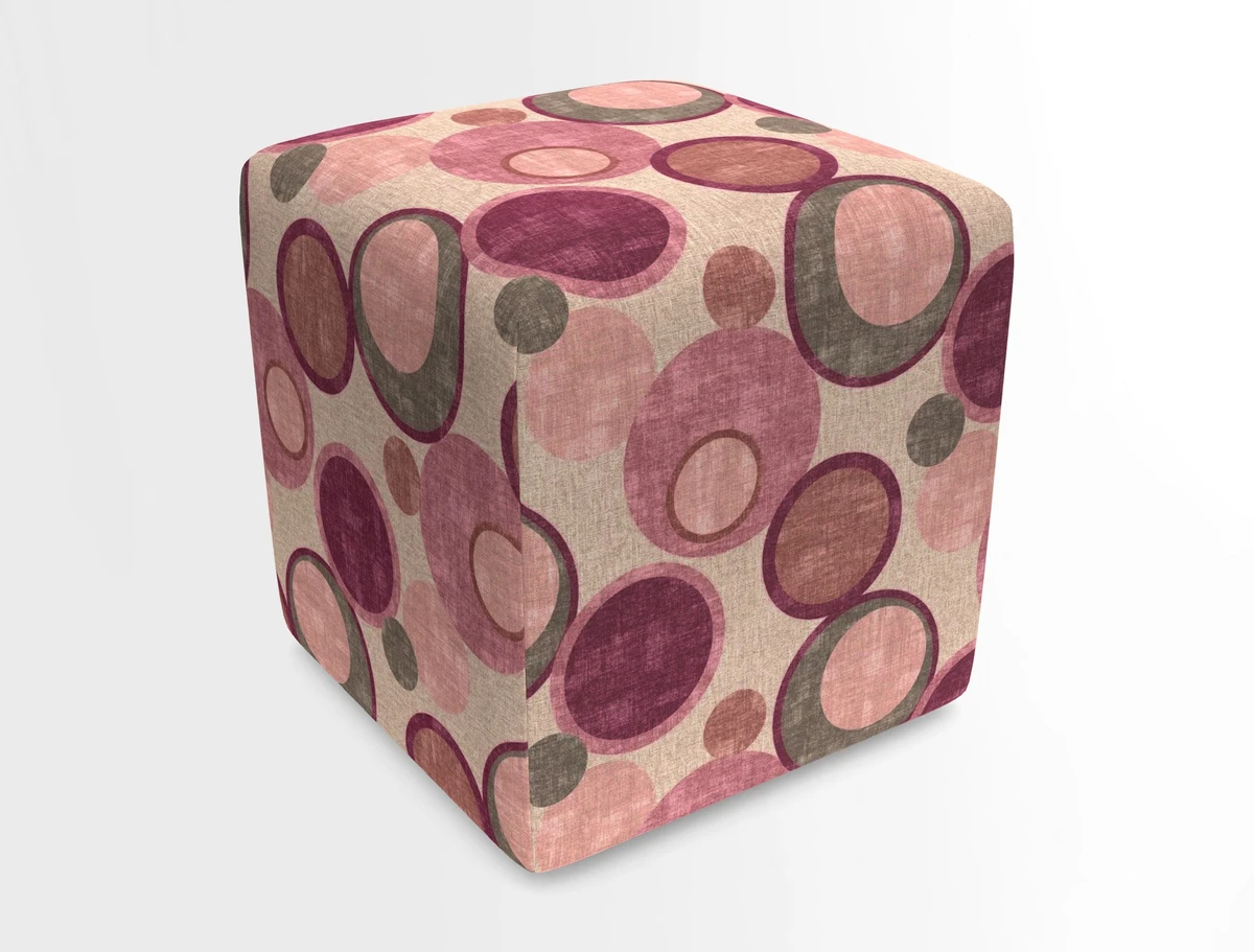 Cube Footstool in Peruvian homespun fabric