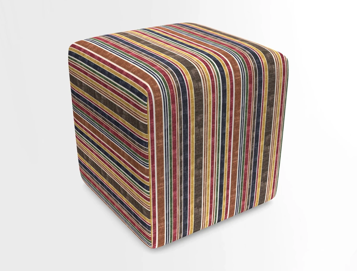 Cube Footstool in Peruvian homespun fabric