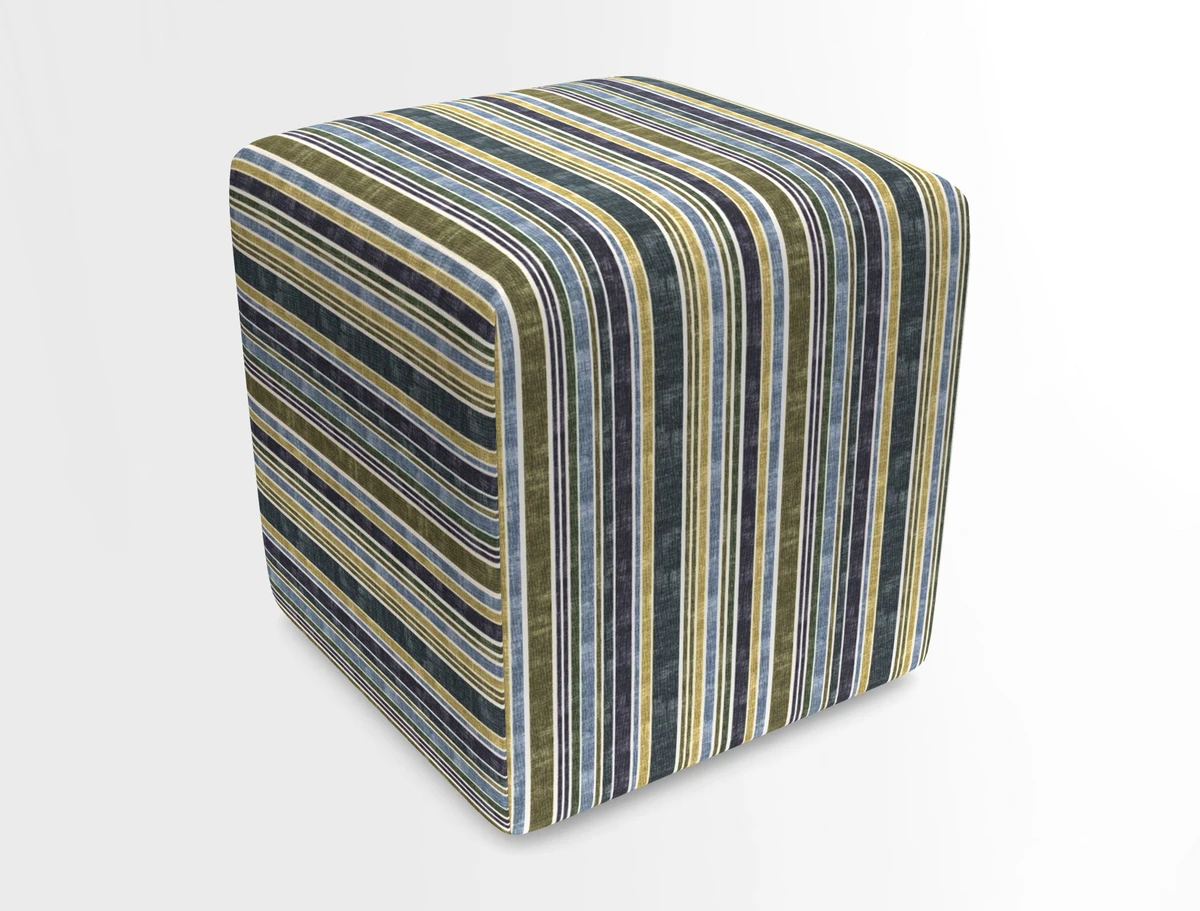 Cube Footstool in Peruvian homespun fabric