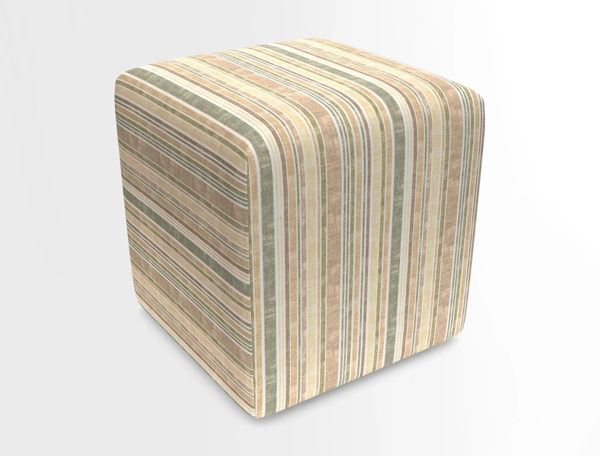 Cube Footstool in Peruvian homespun fabric