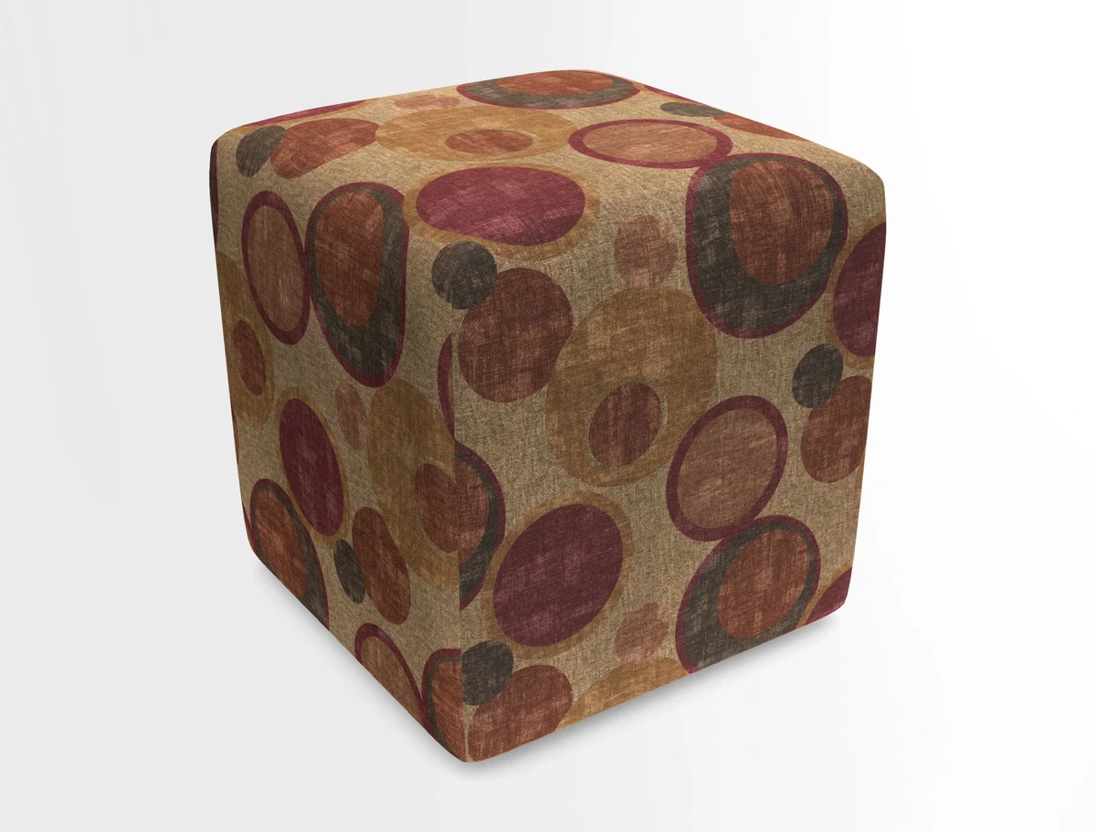 Cube Footstool in Peruvian homespun fabric