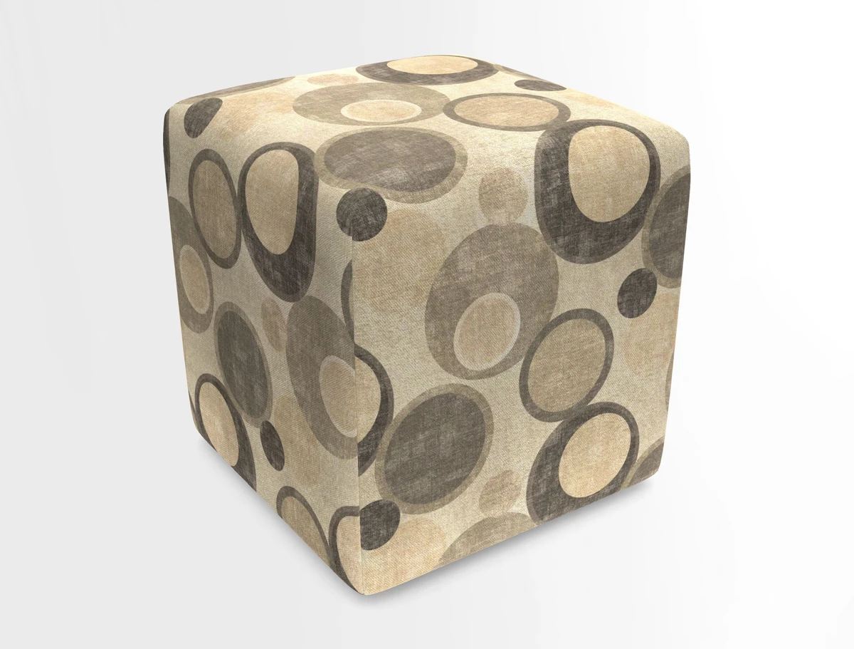 Cube Footstool in Peruvian homespun fabric