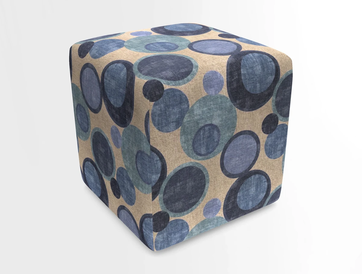 Cube Footstool in Peruvian homespun fabric