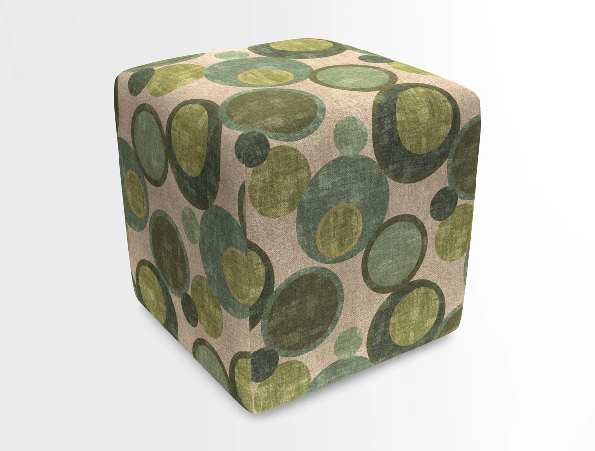 Cube Footstool in Peruvian homespun fabric