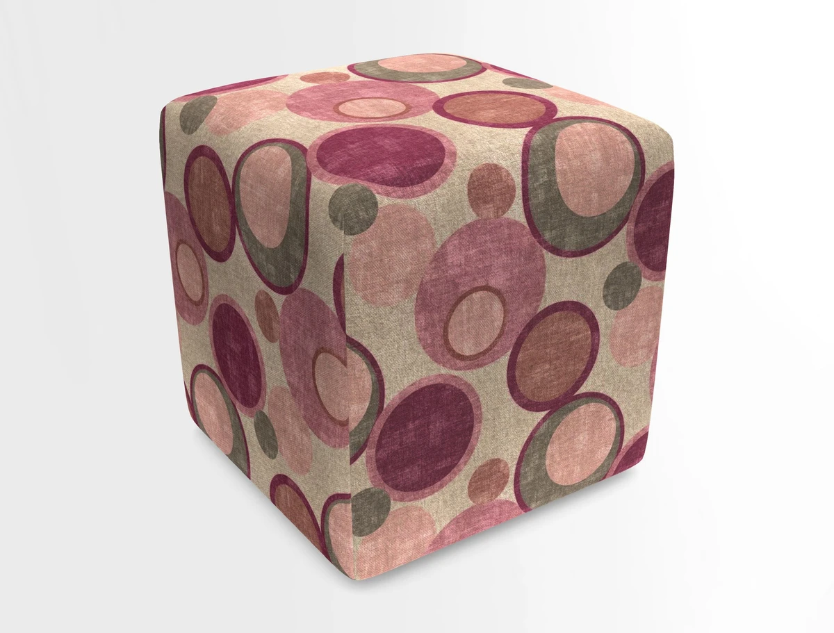 Cube Footstool in Peruvian homespun fabric