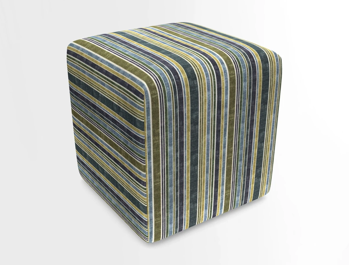 Cube Footstool in Peruvian homespun fabric
