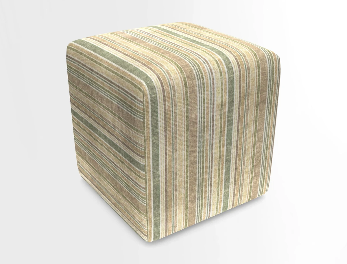 Cube Footstool in Peruvian homespun fabric