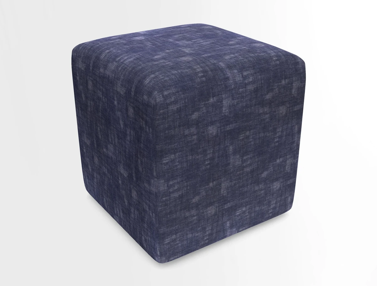 Cube Footstool in Peruvian homespun fabric
