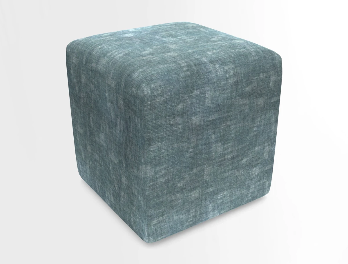 Cube Footstool in Peruvian homespun fabric
