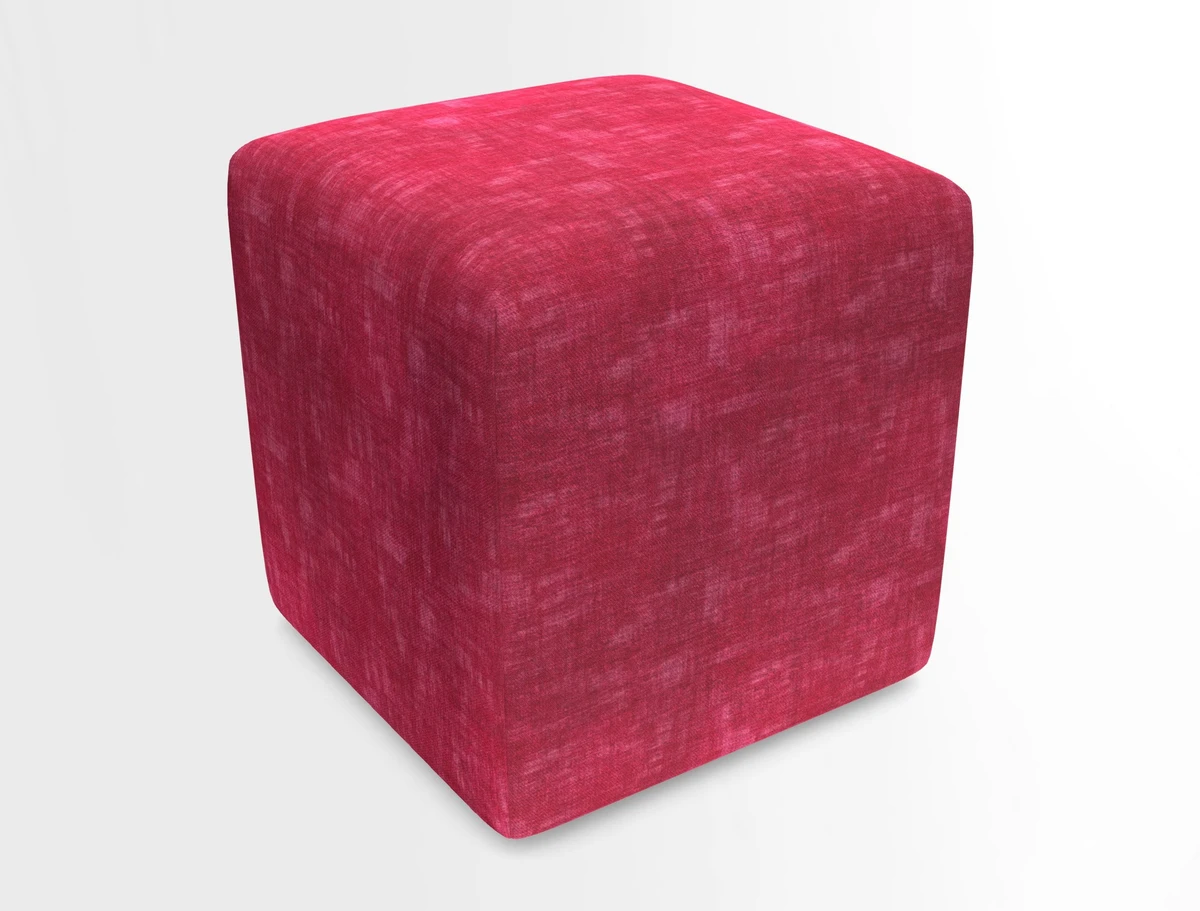 Cube Footstool in Peruvian homespun fabric