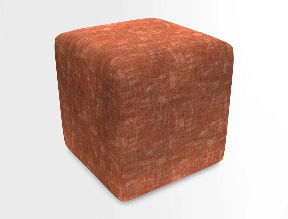 Cube Footstool in Peruvian homespun fabric