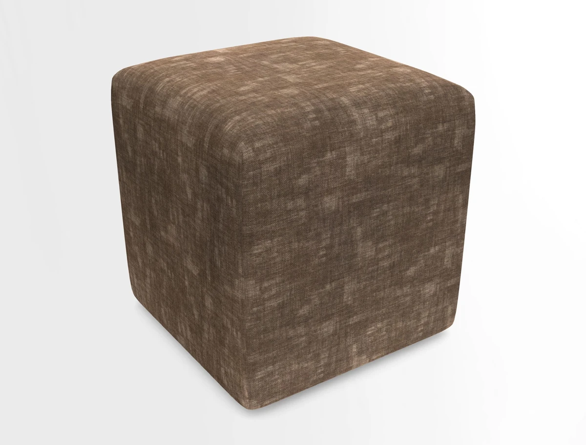 Cube Footstool in Peruvian homespun fabric
