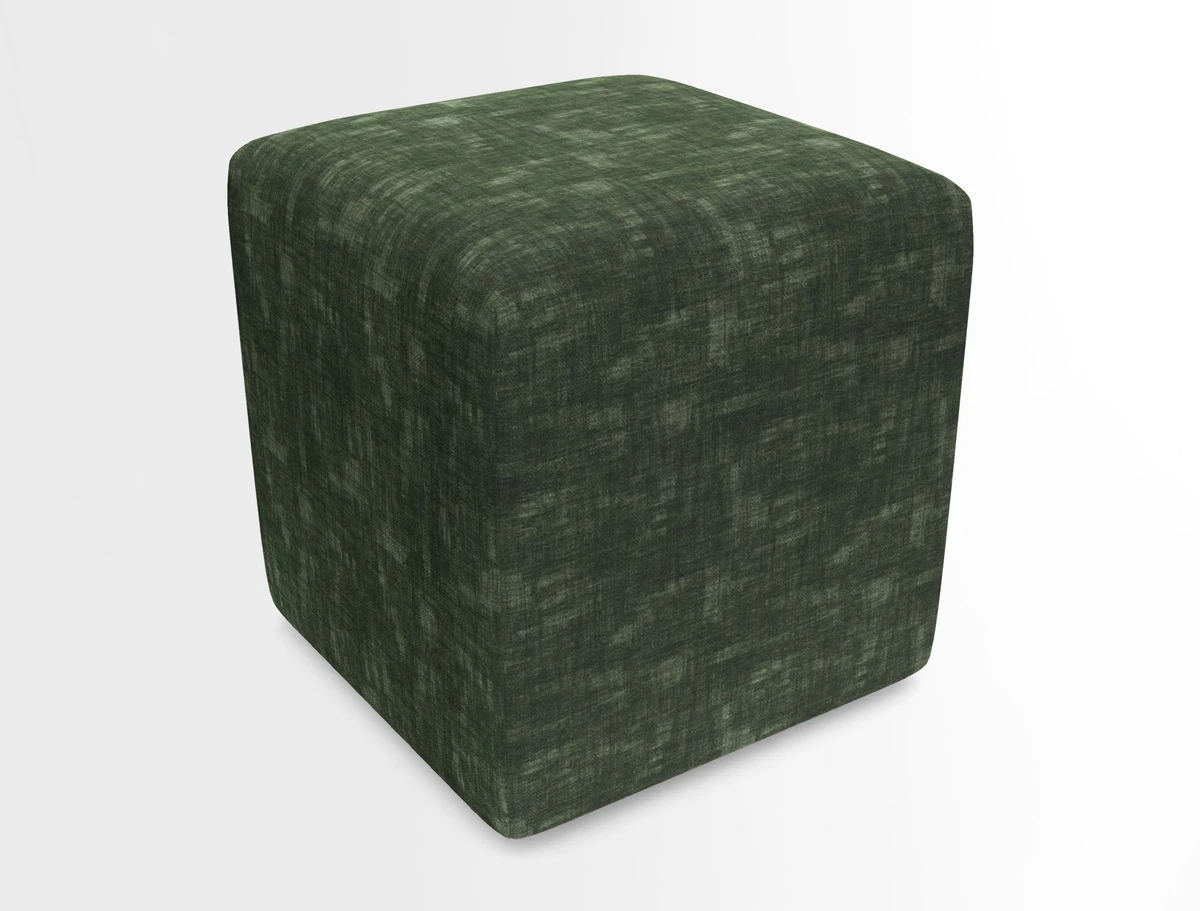 Cube Footstool in Peruvian homespun fabric
