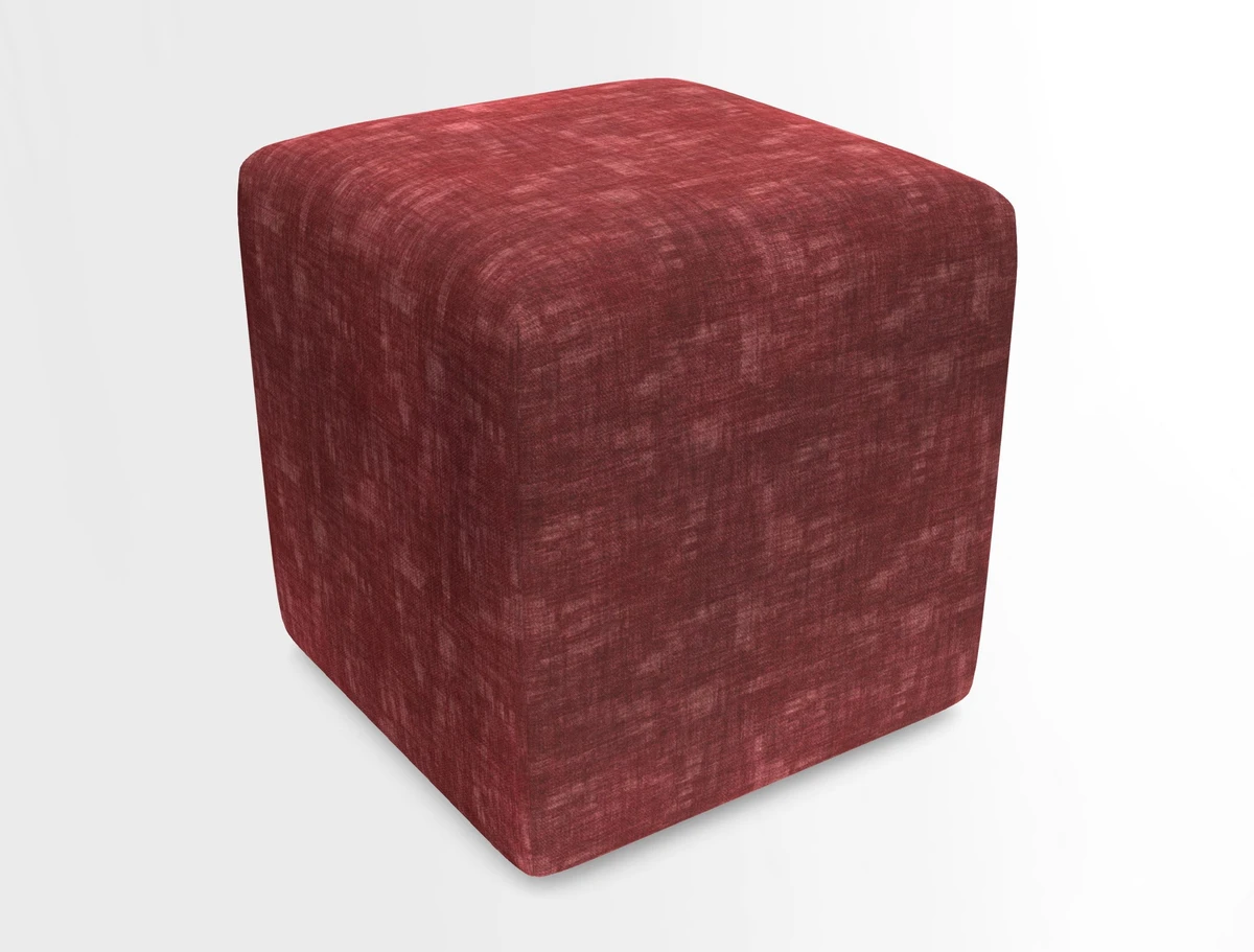 Cube Footstool in Peruvian homespun fabric