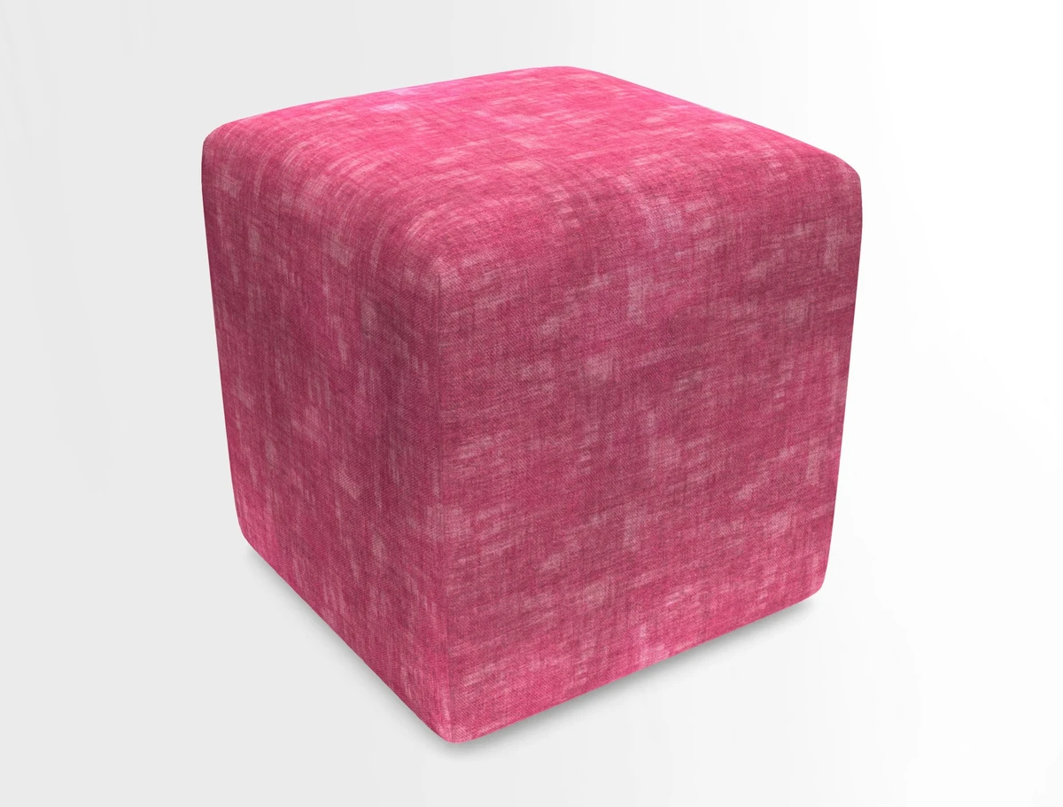 Cube Footstool in Peruvian homespun fabric