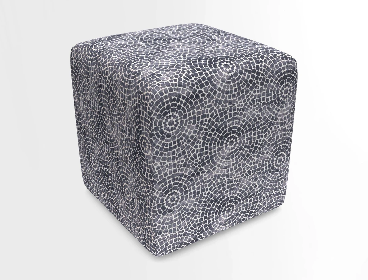 Cube Footstool in Peruvian homespun fabric
