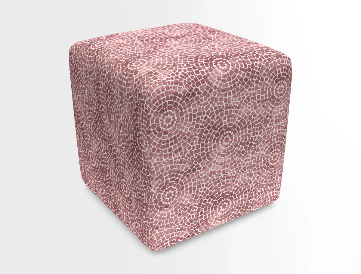 Cube Footstool in Peruvian homespun fabric