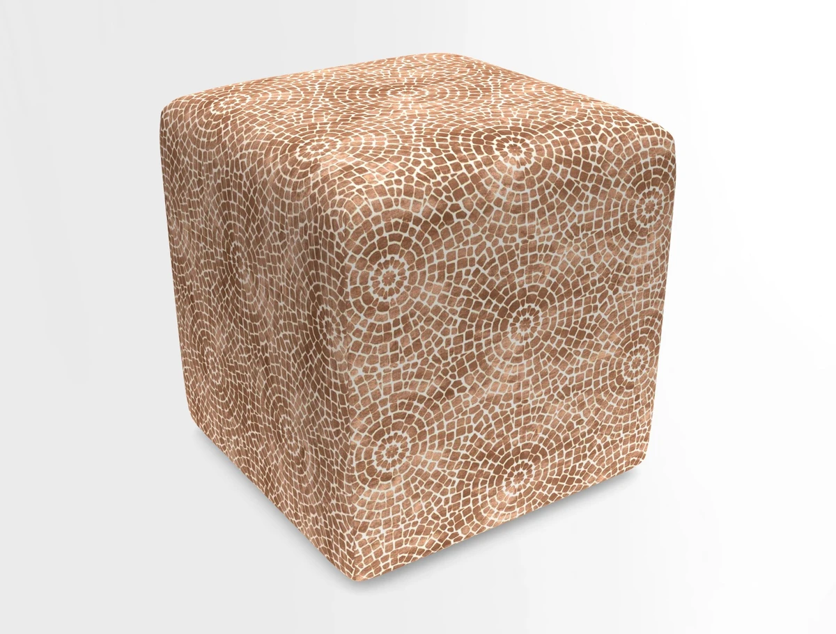 Cube Footstool in Peruvian homespun fabric