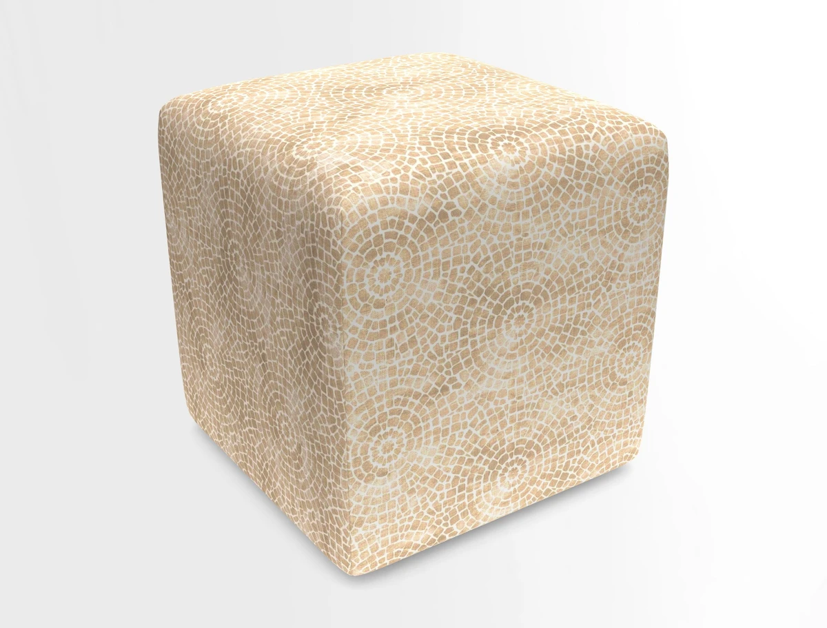 Cube Footstool in Peruvian homespun fabric