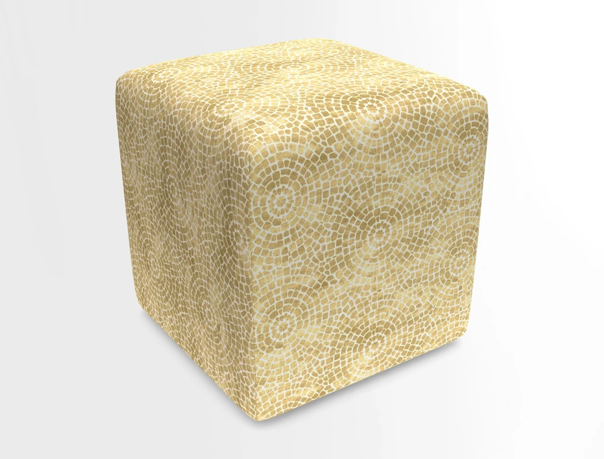 Cube Footstool in Peruvian homespun fabric