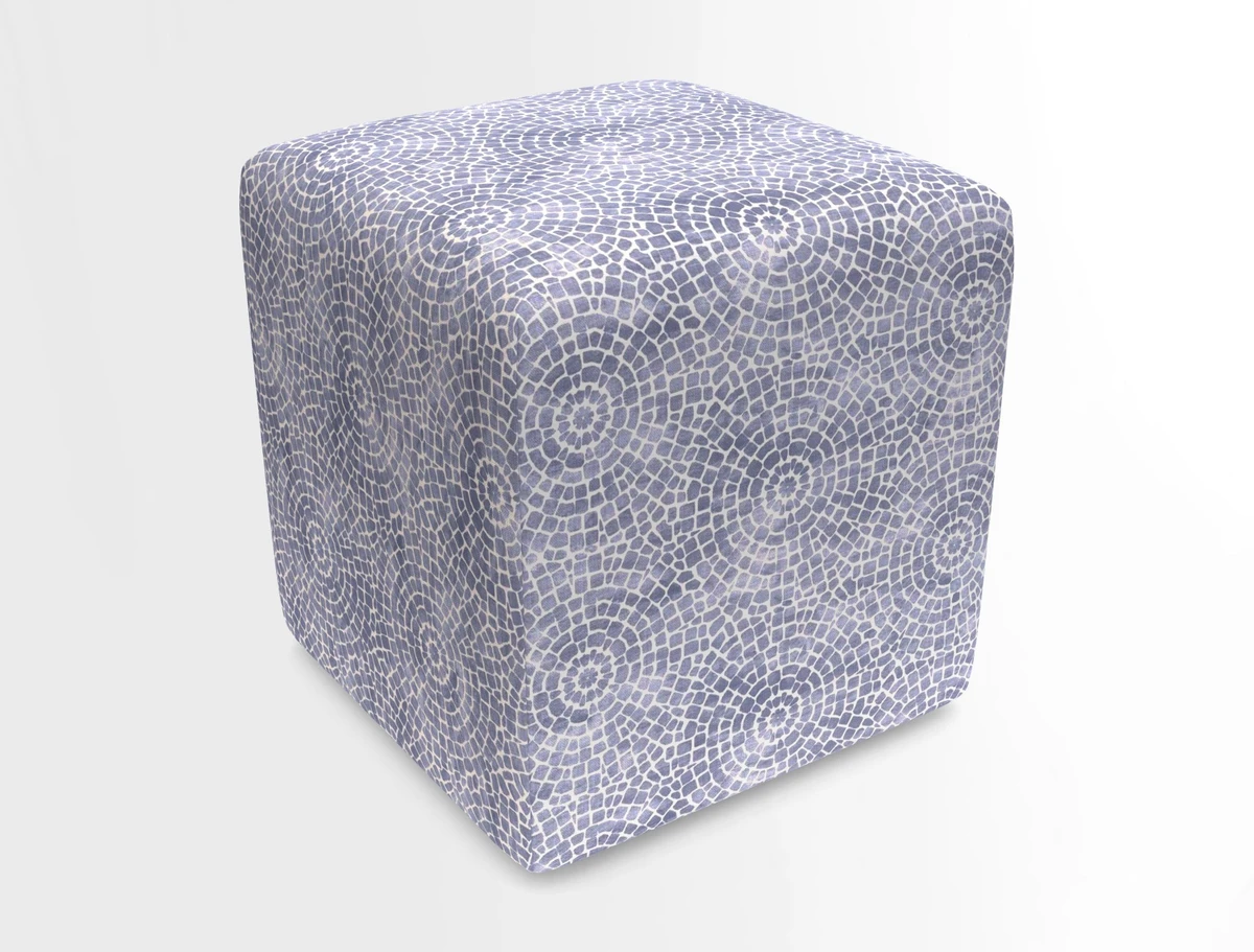 Cube Footstool in Peruvian homespun fabric