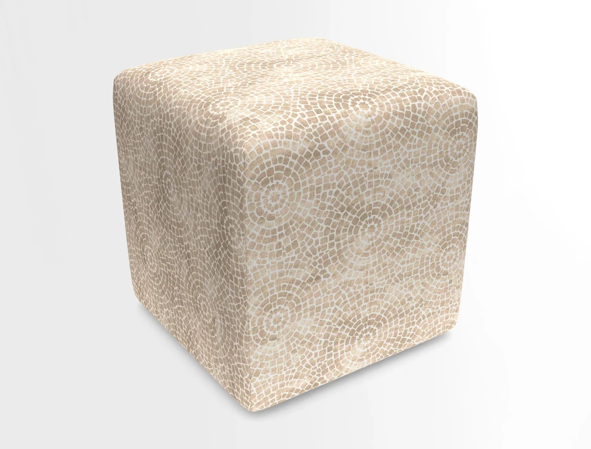 Cube Footstool in Peruvian homespun fabric