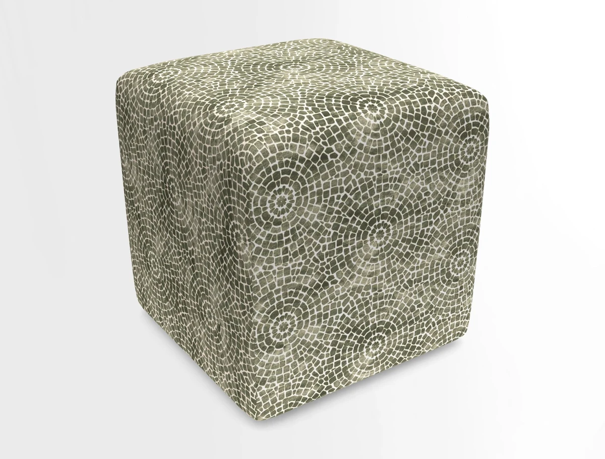 Cube Footstool in Peruvian homespun fabric