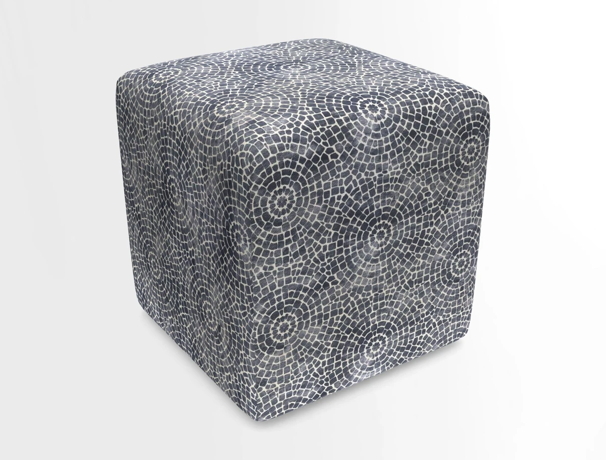 Cube Footstool in Peruvian homespun fabric