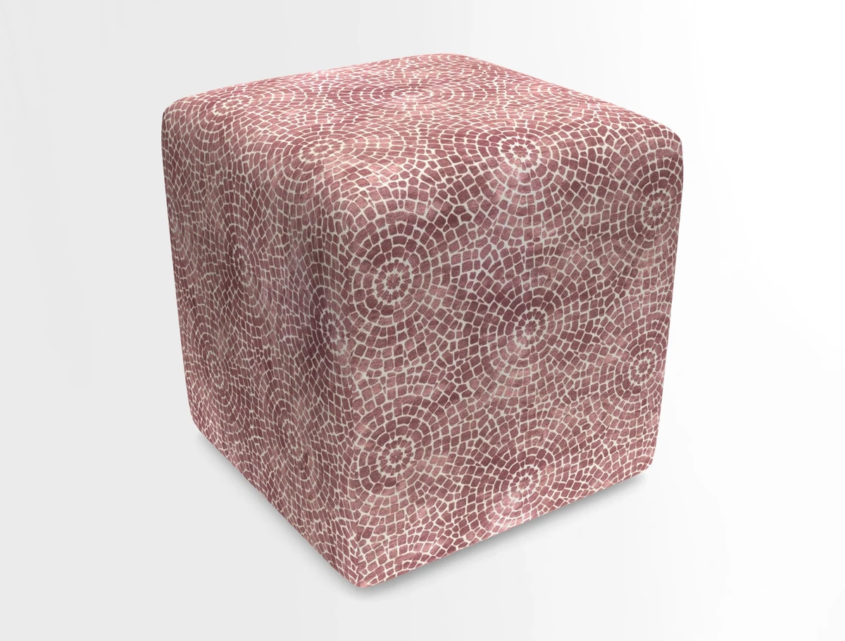 Cube Footstool in Peruvian homespun fabric