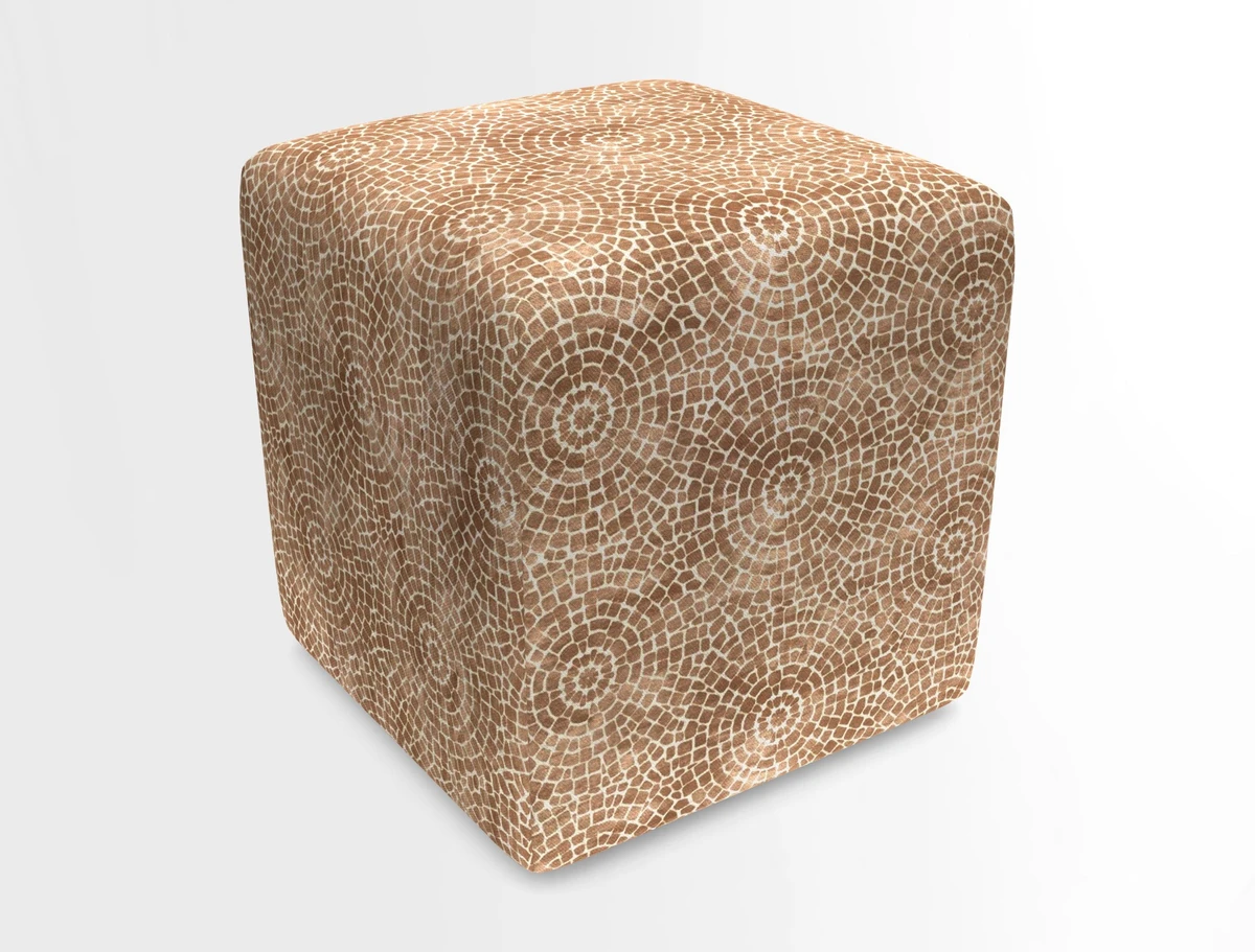 Cube Footstool in Peruvian homespun fabric