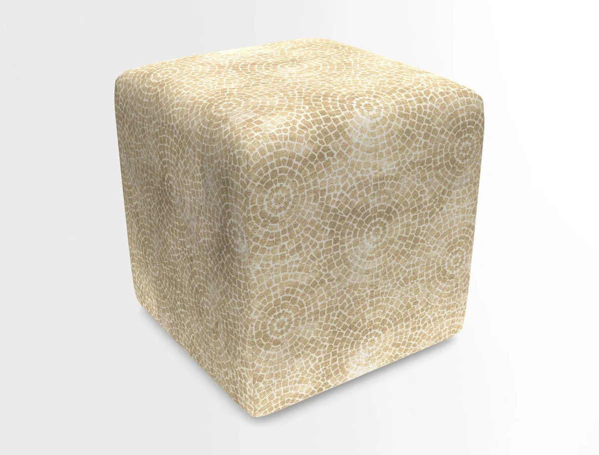 Cube Footstool in Peruvian homespun fabric