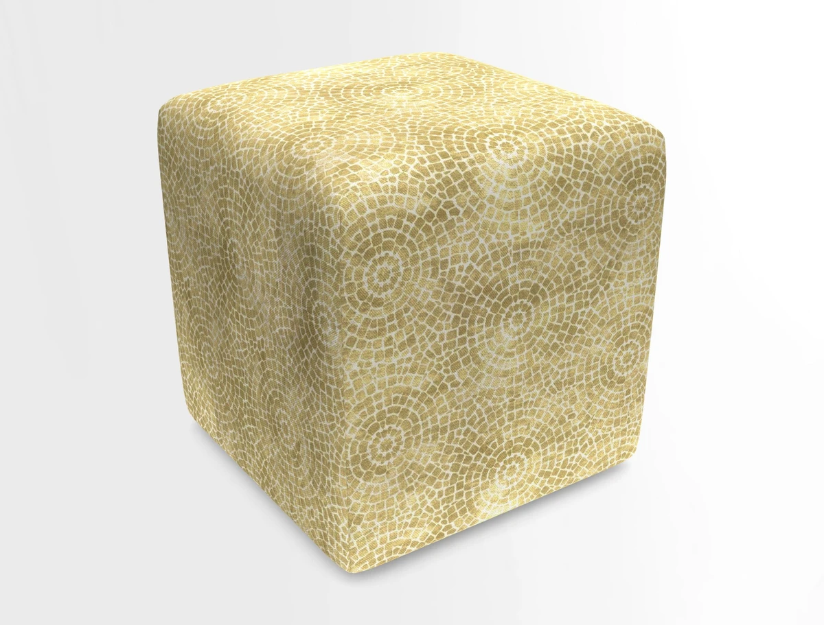 Cube Footstool in Peruvian homespun fabric