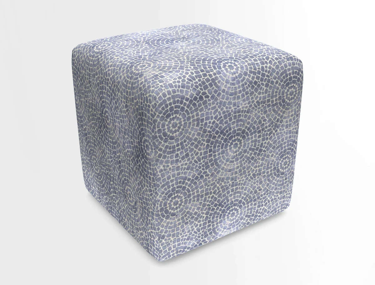 Cube Footstool in Peruvian homespun fabric