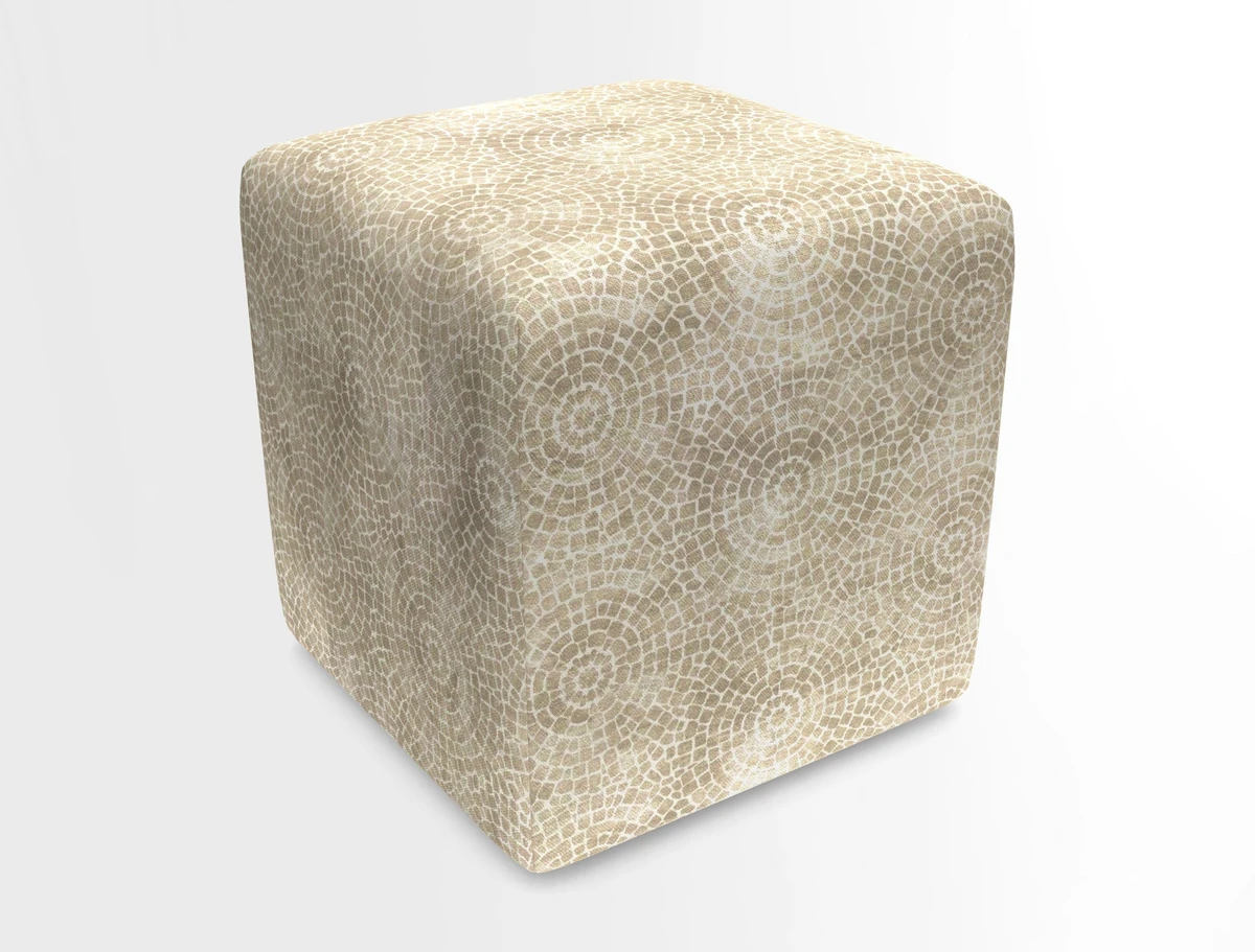 Cube Footstool in Peruvian homespun fabric