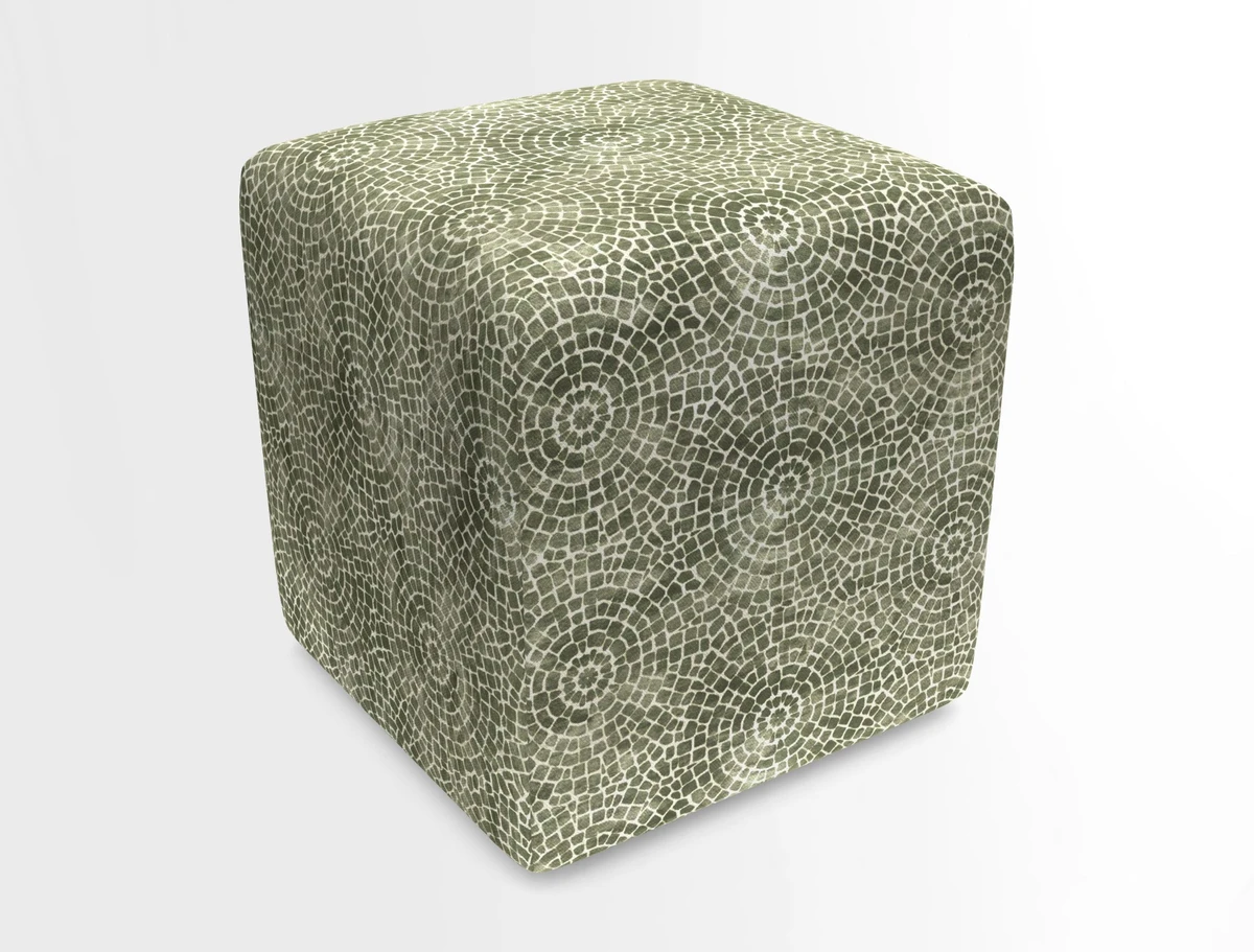 Cube Footstool in Peruvian homespun fabric