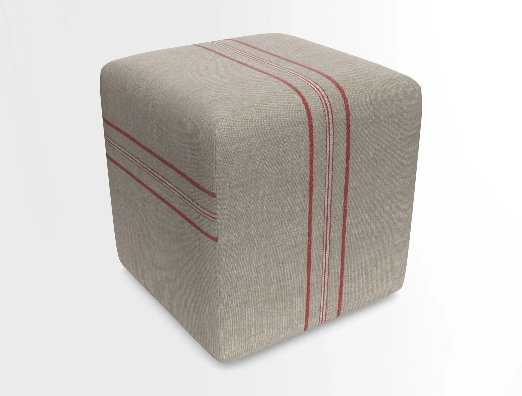 Cube Footstool in Peruvian homespun fabric