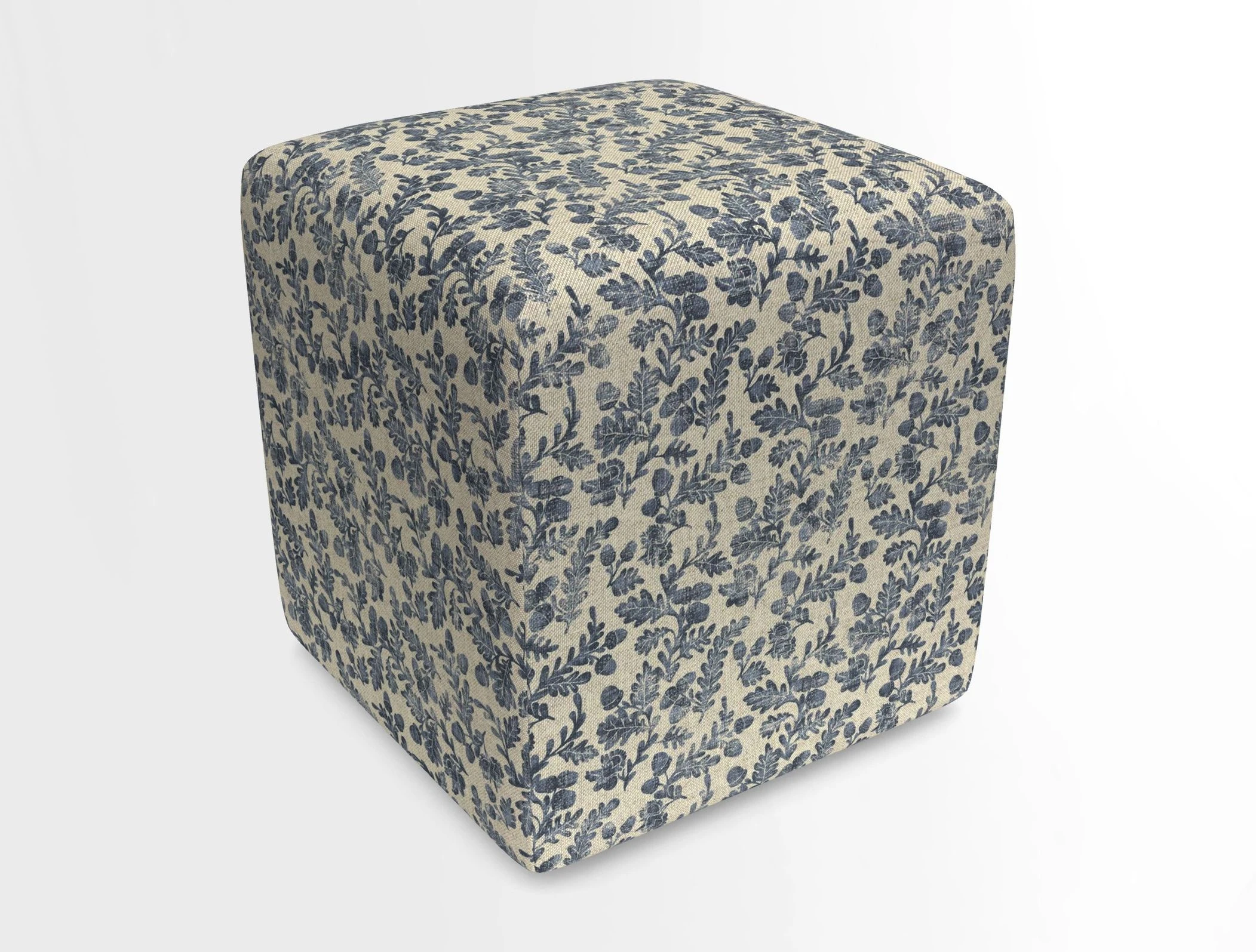 Cube Footstool in Peruvian homespun fabric