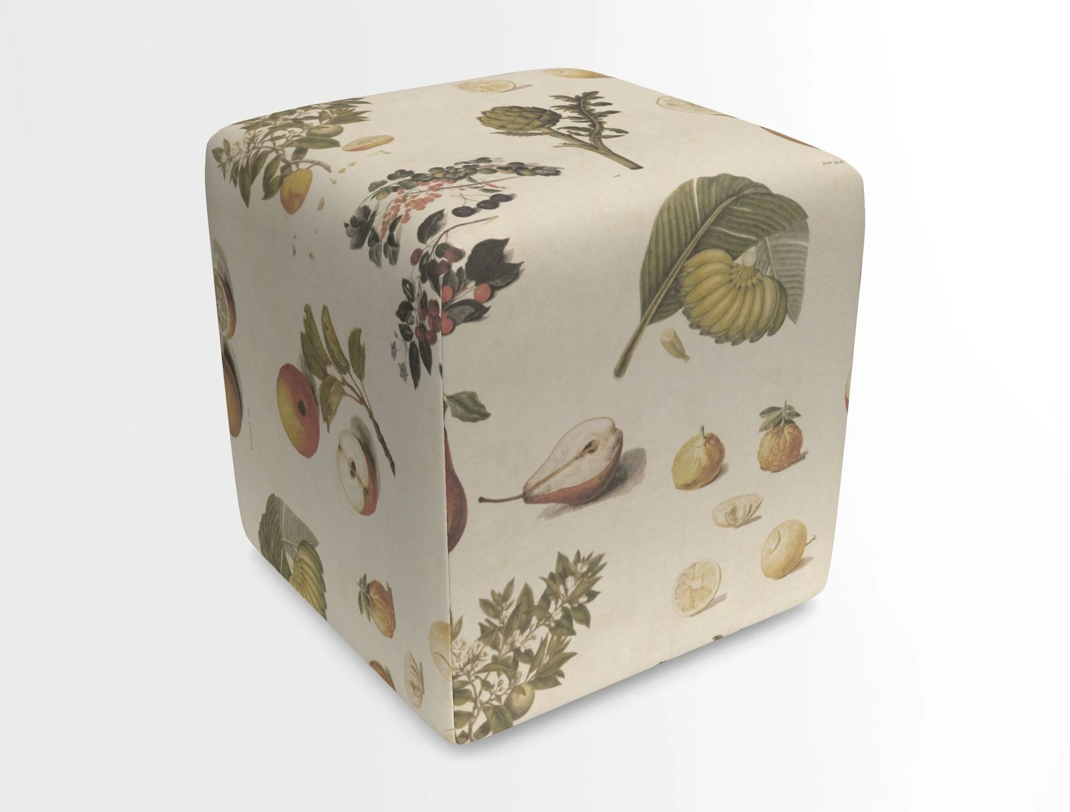 Cube Footstool in Peruvian homespun fabric