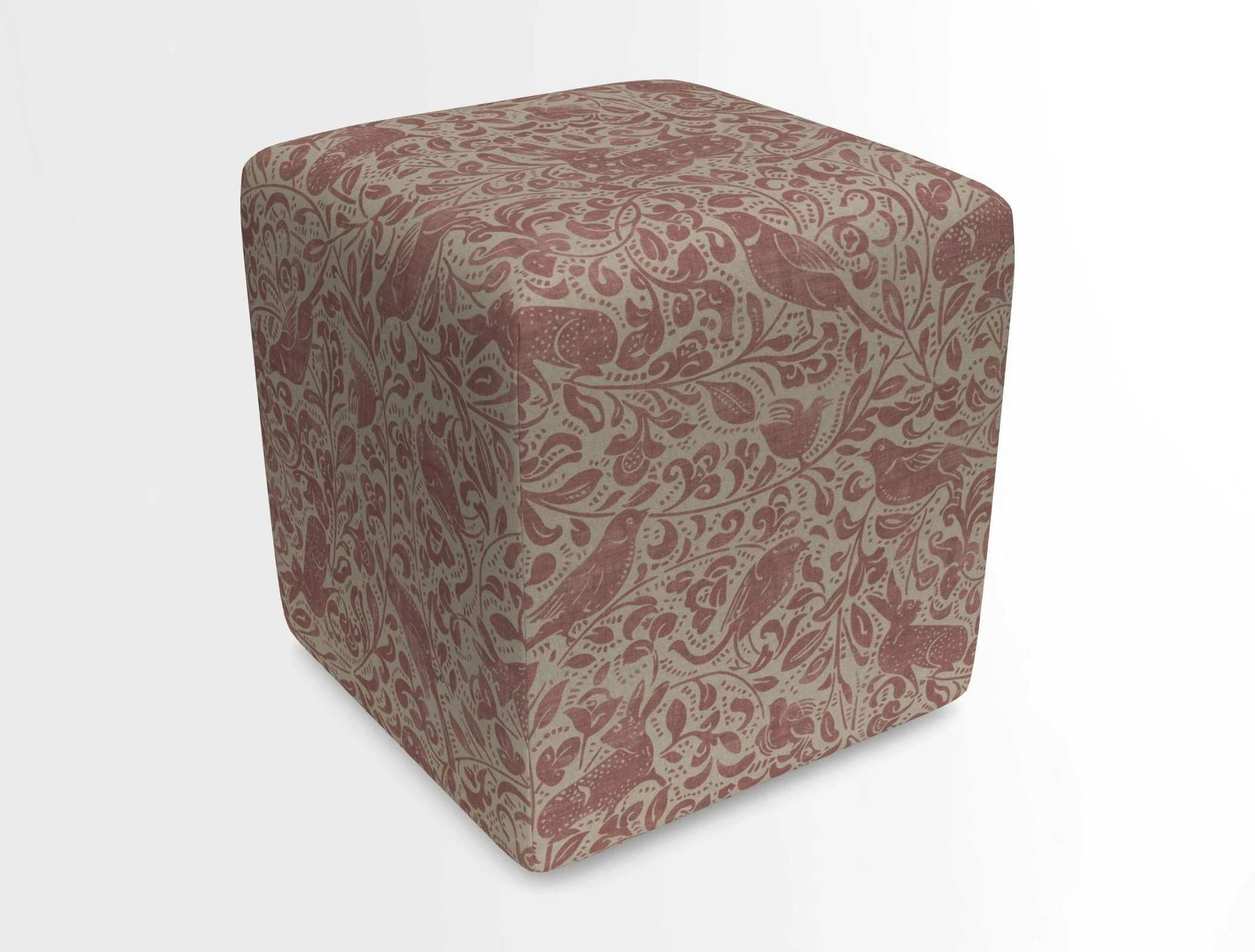 Cube Footstool in Peruvian homespun fabric