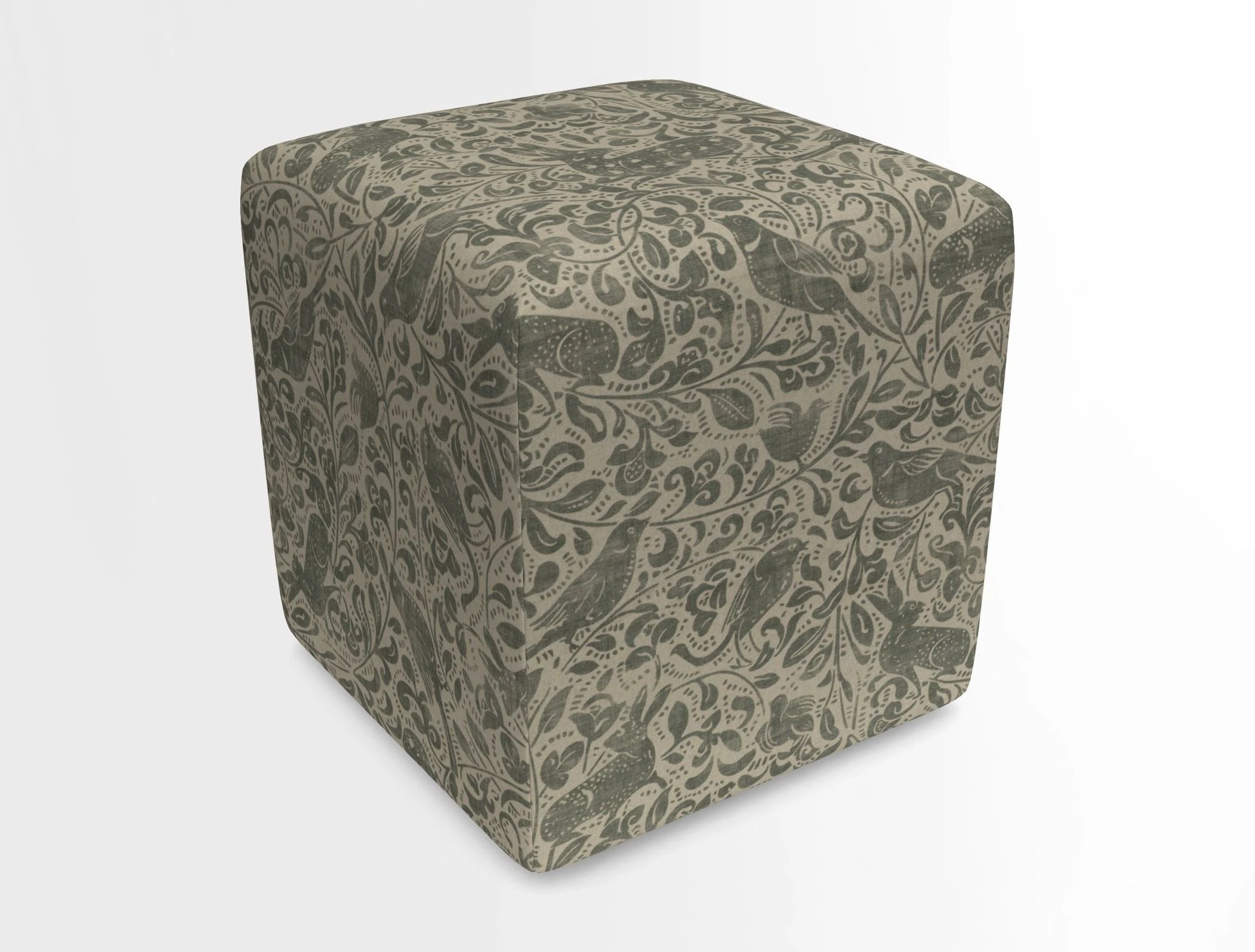 Cube Footstool in Peruvian homespun fabric