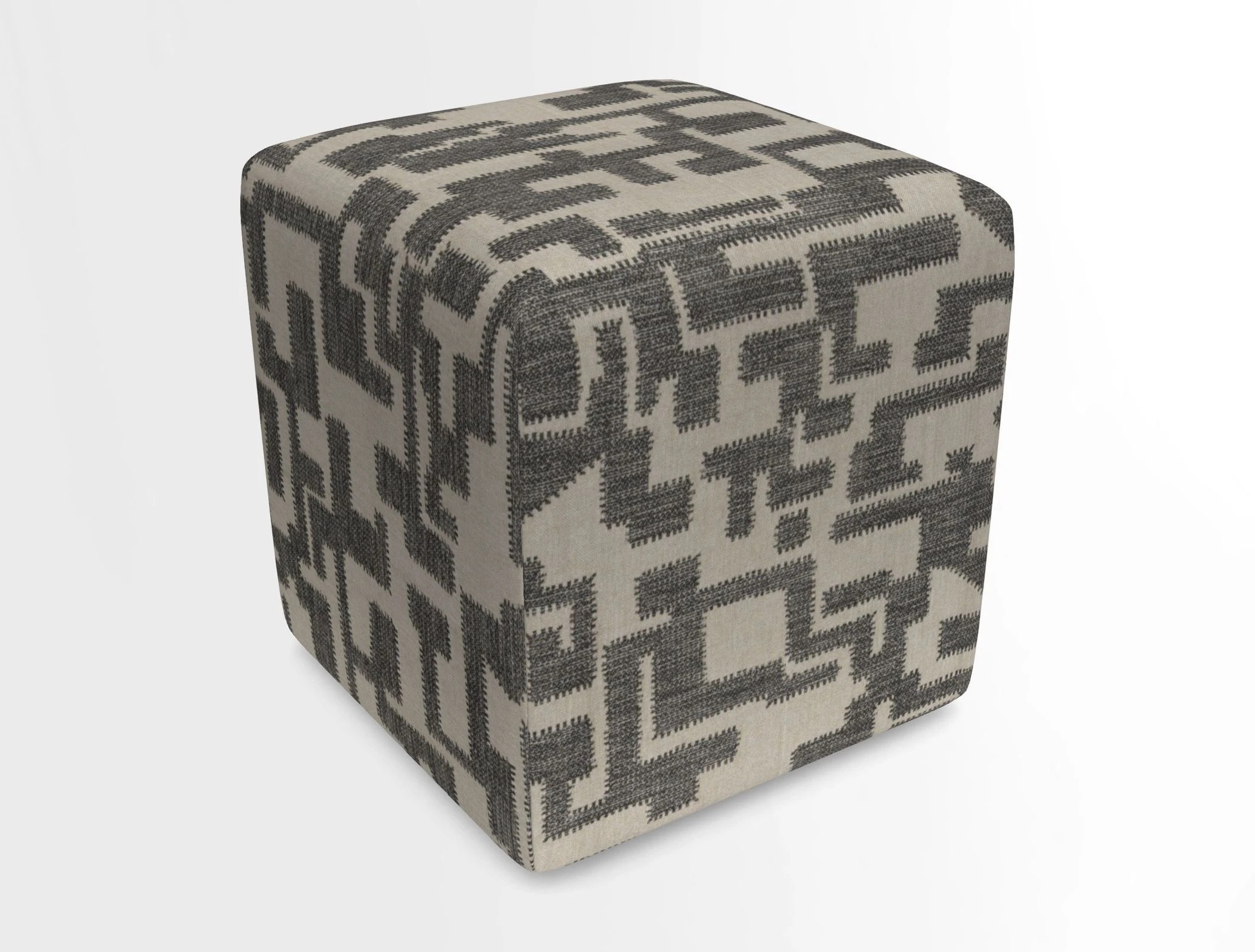Cube Footstool in Peruvian homespun fabric