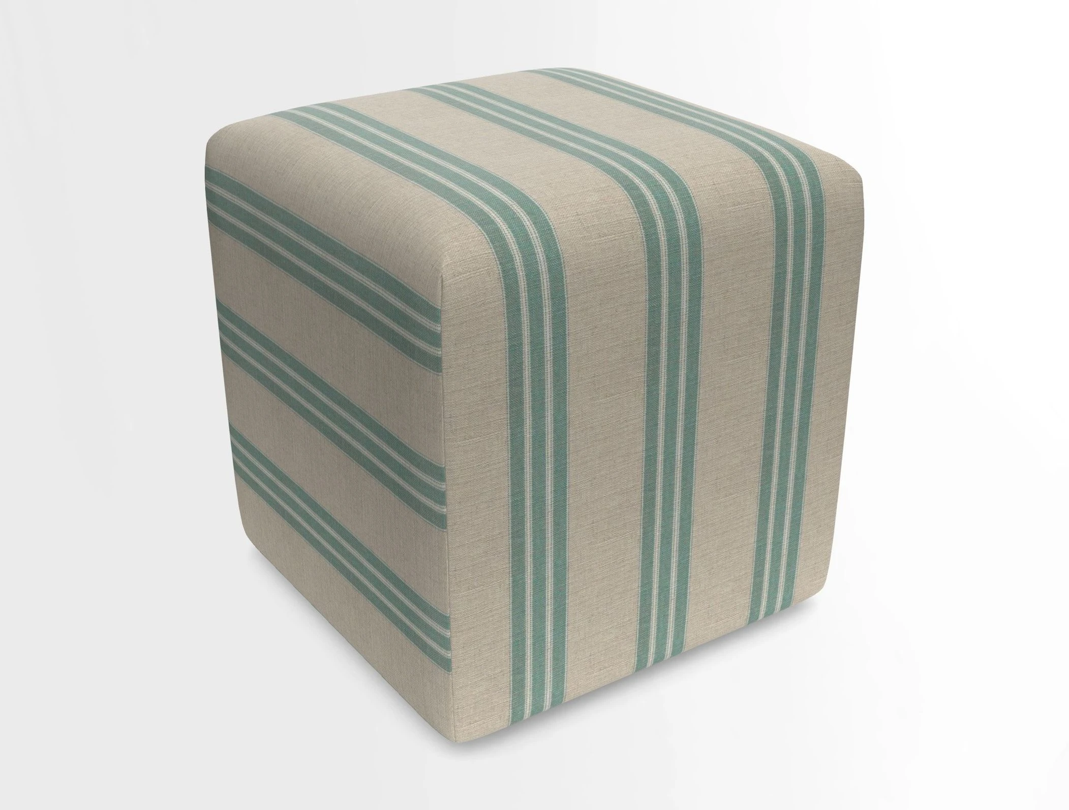 Cube Footstool in Peruvian homespun fabric